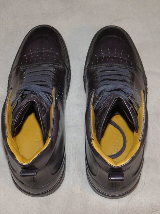 Berluti Playtime Script Leather Purple Burnished High Top Sneakers 9.5 main image 11